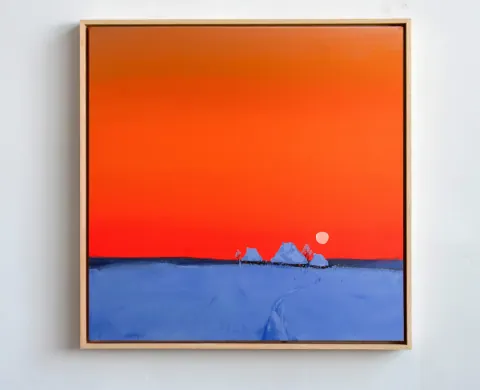Orange Winter sunset, acrylic on canvas by Bohdan Katolyk
