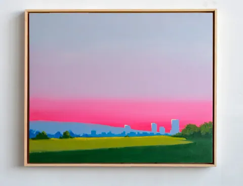 Pink Horizon, acrylic on canvas by Bohdan Katolyk