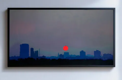 Blue cityscape, acrylic on canvas by Bohdan Katolyk