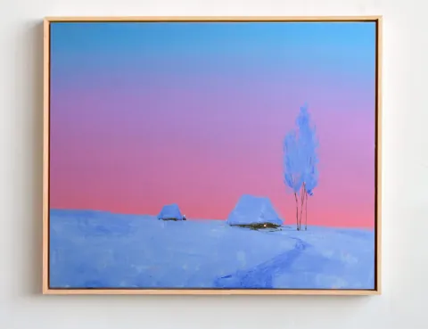 Winter Pink Twilight, acrylic on canvas by Bohdan Katolyk