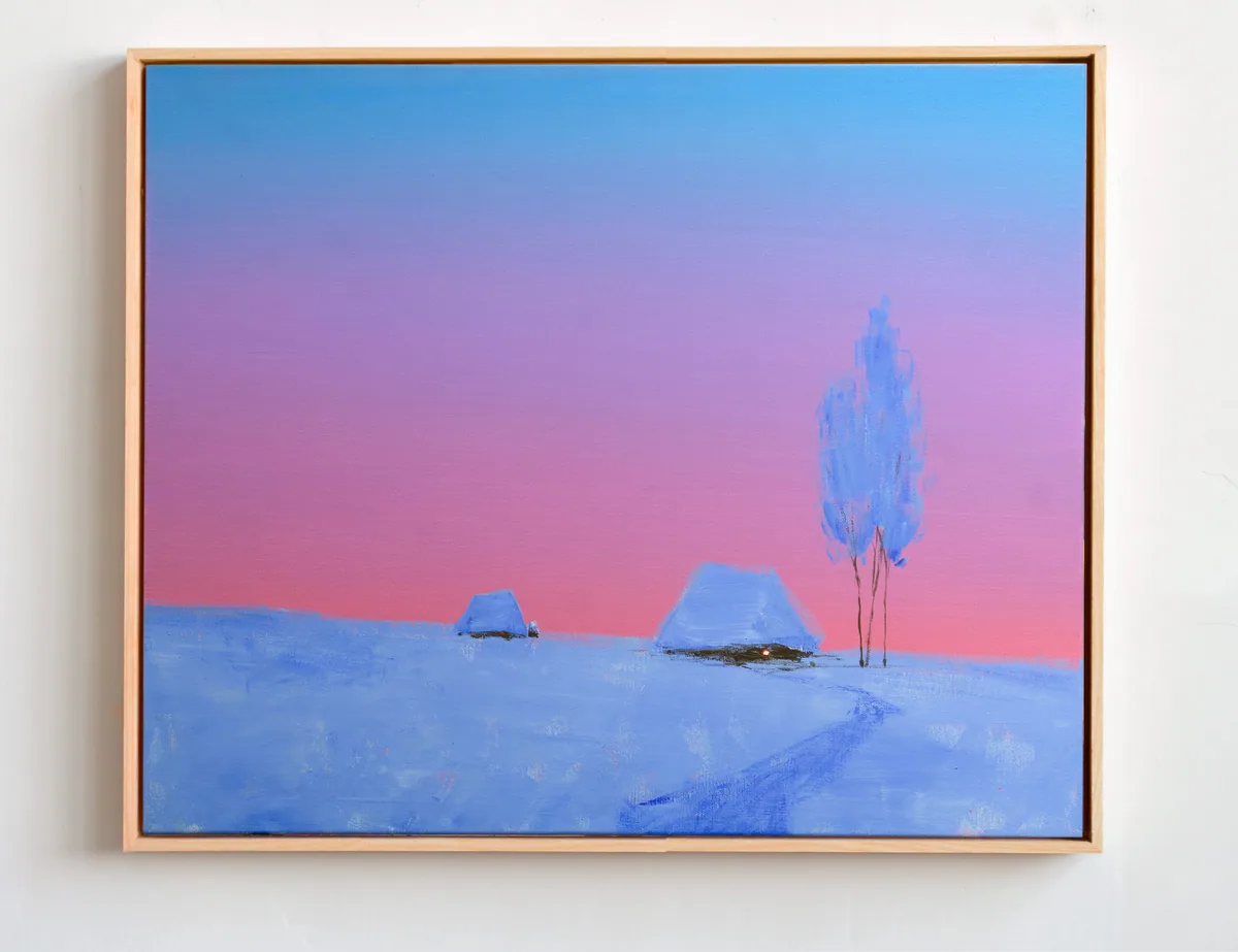 Winter Pink Twilight, acrylic on canvas