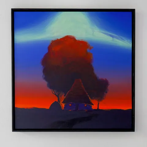 The House Beneath the Burning Sky, acrylic on canvas by Bohdan Katolyk