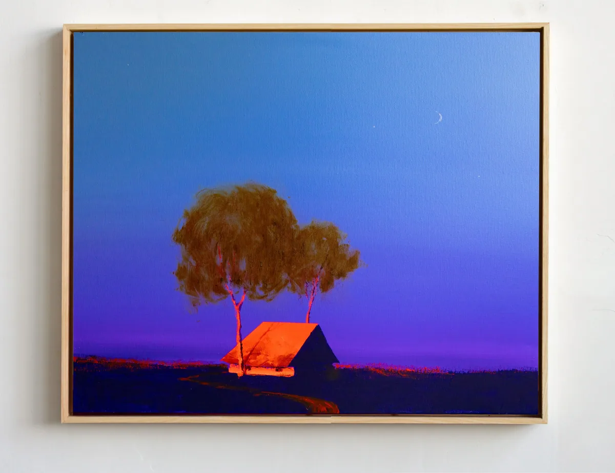 Moonlit Shelter, acrylic on canvas