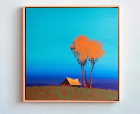 Shelter in the Field, acrylic on canvas by Bohdan Katolyk