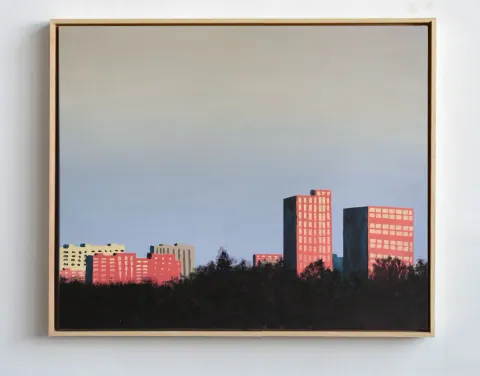City Lights, Quiet Ground, acrylic on canvas by Bohdan Katolyk