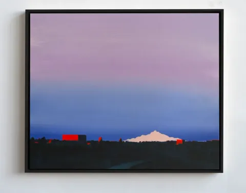 Pastel Sky Over the City, acrylic on canvas by Bohdan Katolyk