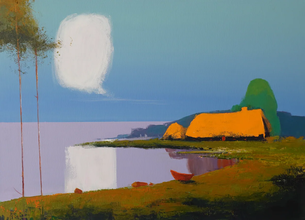 Moon Over the Amber Hills, acrylic on canvas