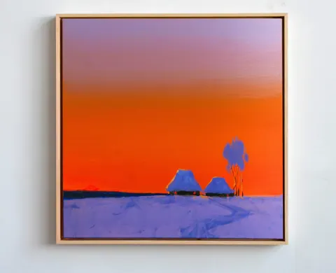 Winter Fire Sunset, acrylic on canvas by Bohdan Katolyk