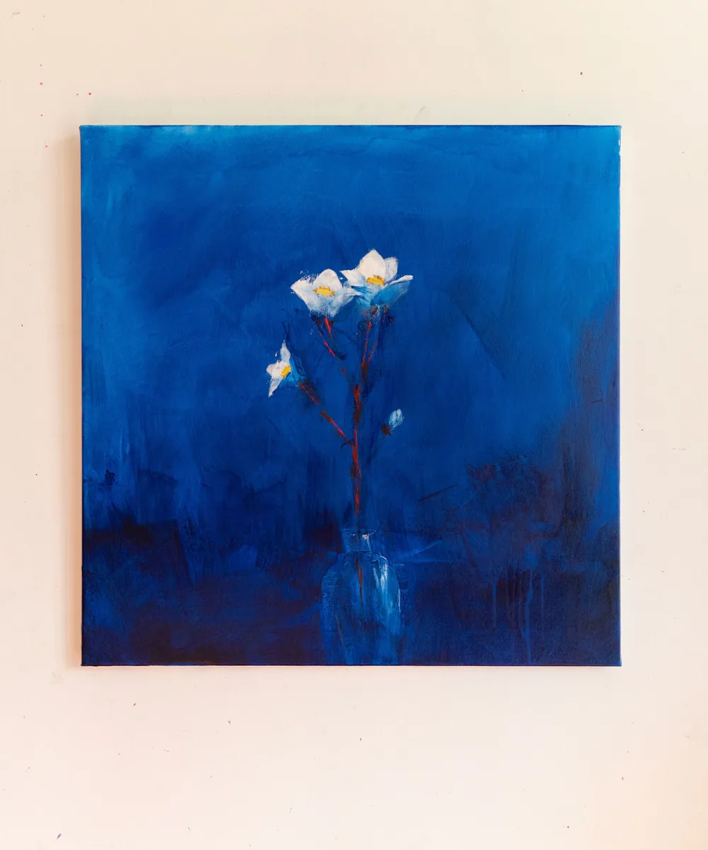 Whisper in Deep Blue, acrylic on canvas