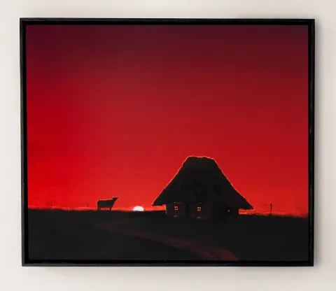Ember Cottage at Dusk, acrylic on canvas by Bohdan Katolyk