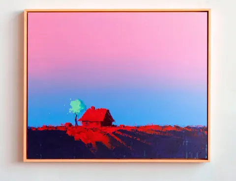Crimson Field, acrylic on canvas by Bohdan Katolyk