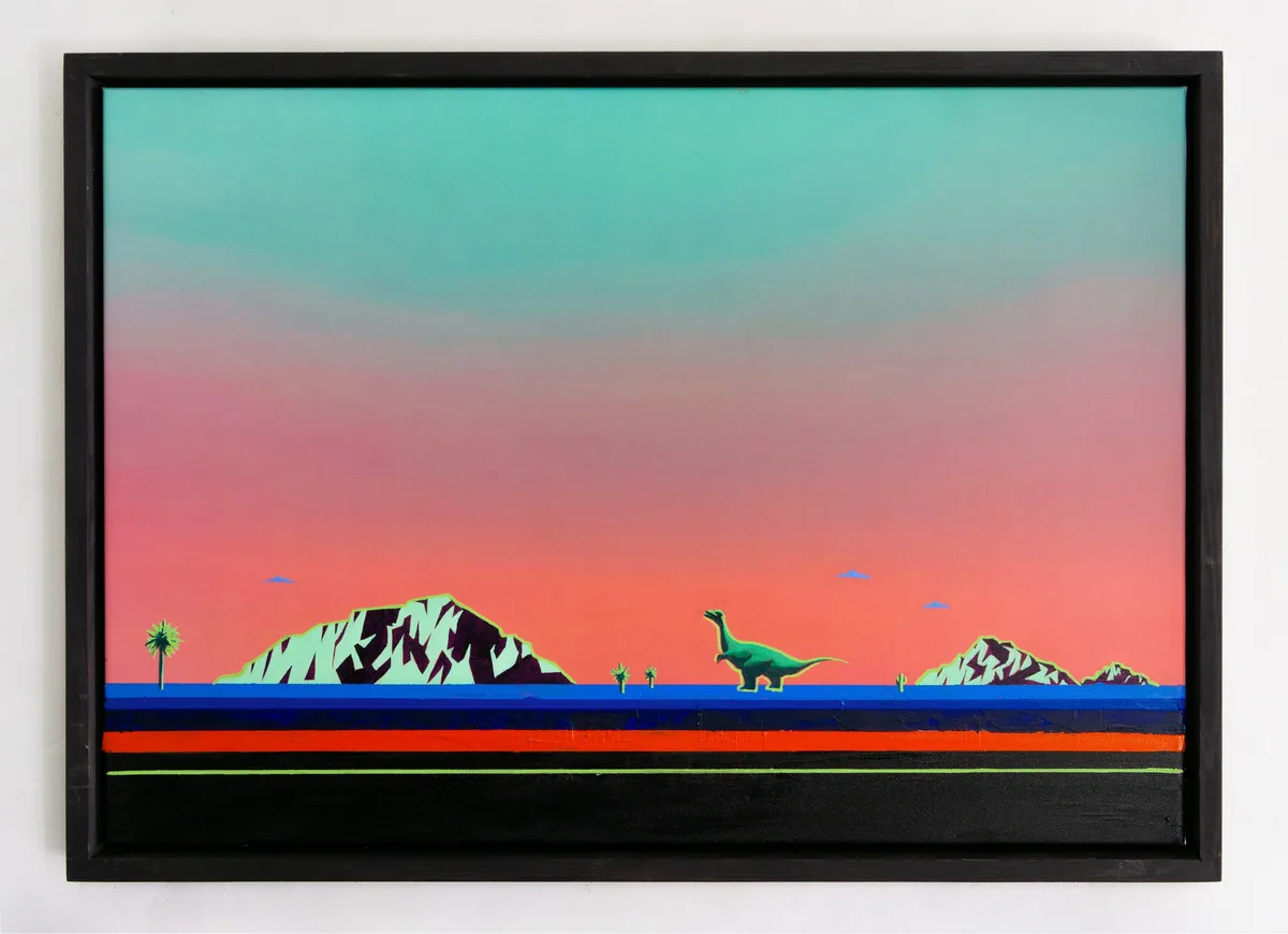 Dino field, acrylic on canvas