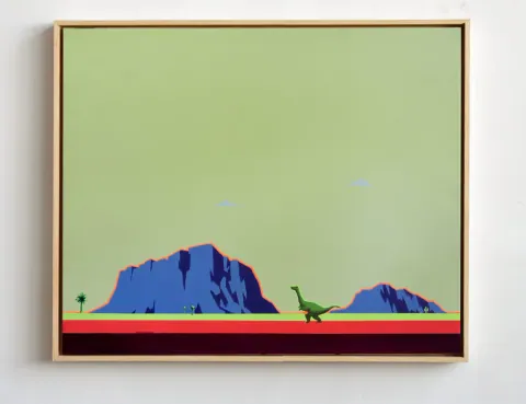 Dinosaur in the Desert, acrylic on canvas by Bohdan Katolyk