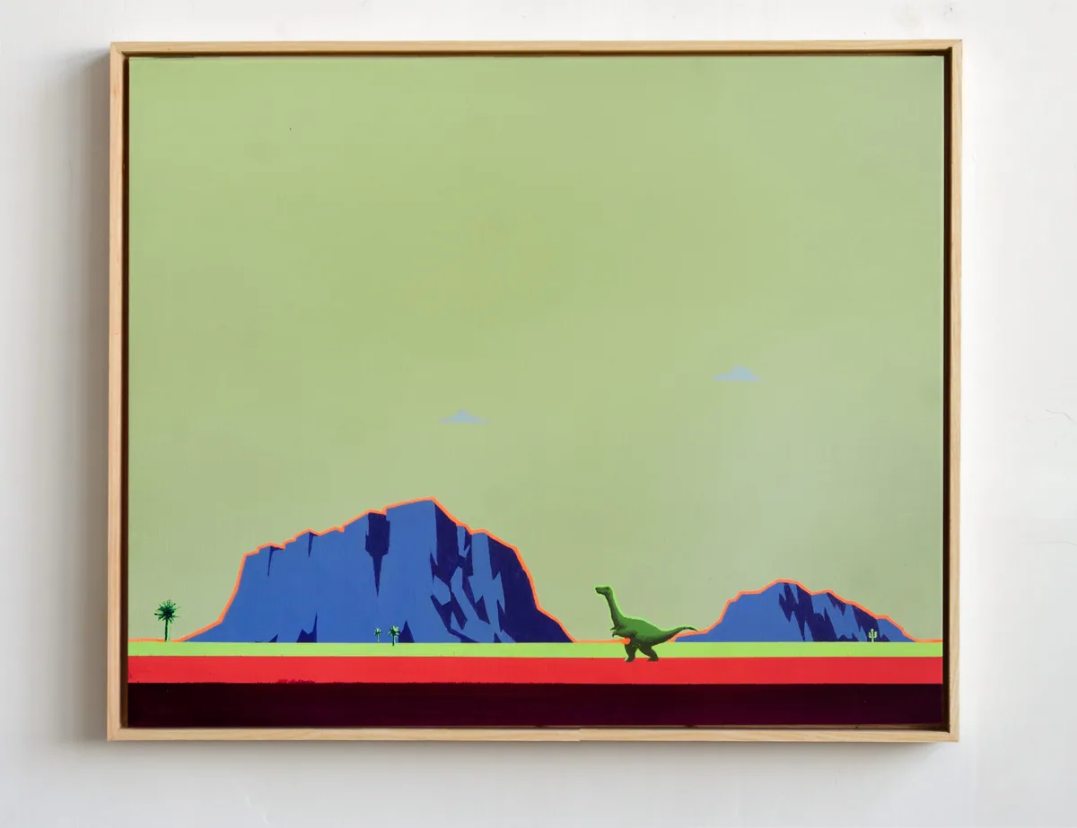 Dinosaur in the Desert, acrylic on canvas