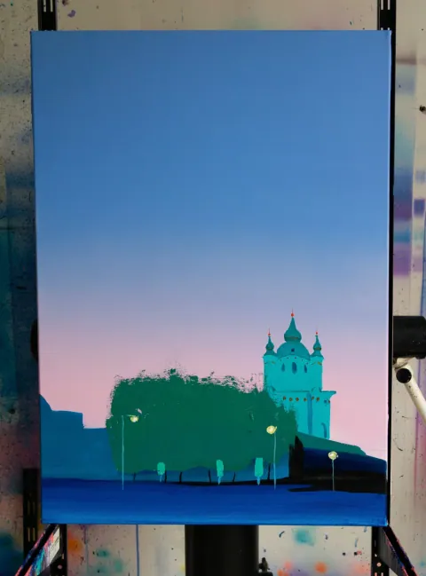 Andrew's Church, acrylic on canvas by Bohdan Katolyk