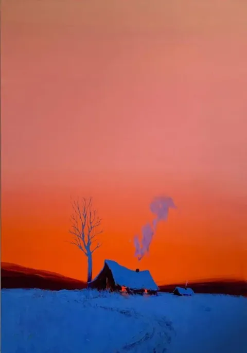Winter fog, acrylic on canvas by Bohdan Katolyk