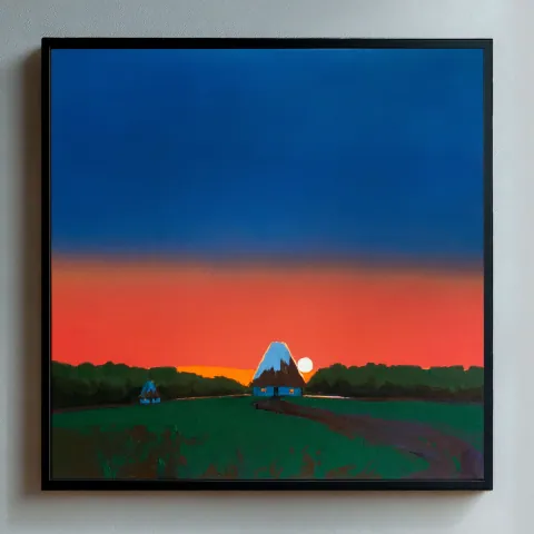 Evening Cottage, acrylic on canvas by Bohdan Katolyk