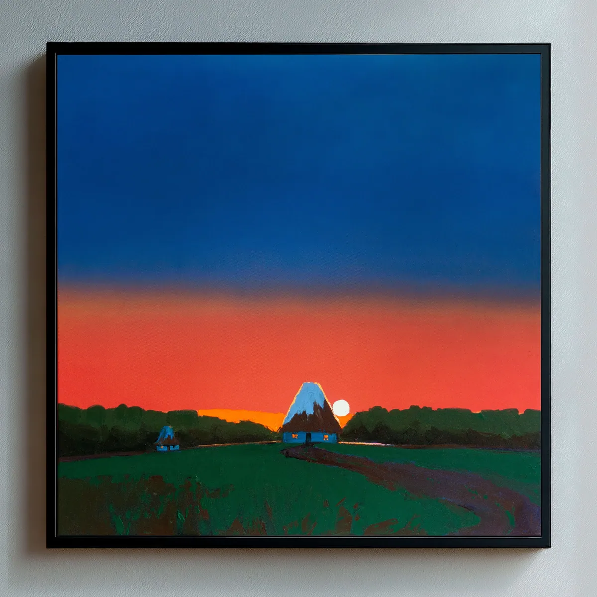Evening Cottage, acrylic on canvas
