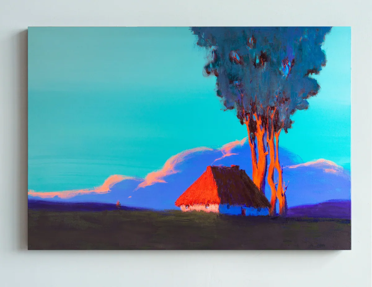 Warm summer sunset, acrylic on canvas