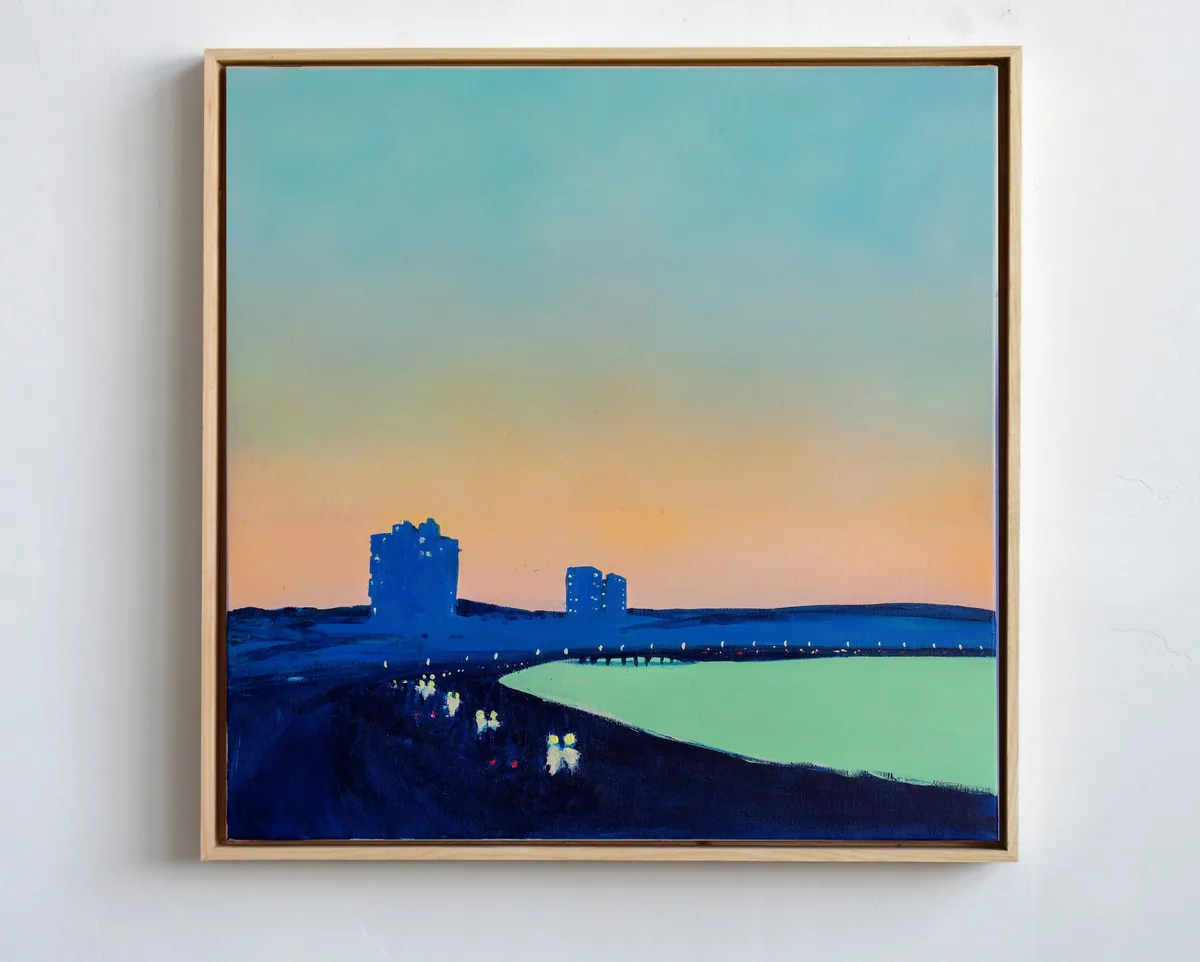 Evening city, acrylic on canvas