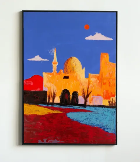 Blue sky red earth, acrylic on canvas by Bohdan Katolyk