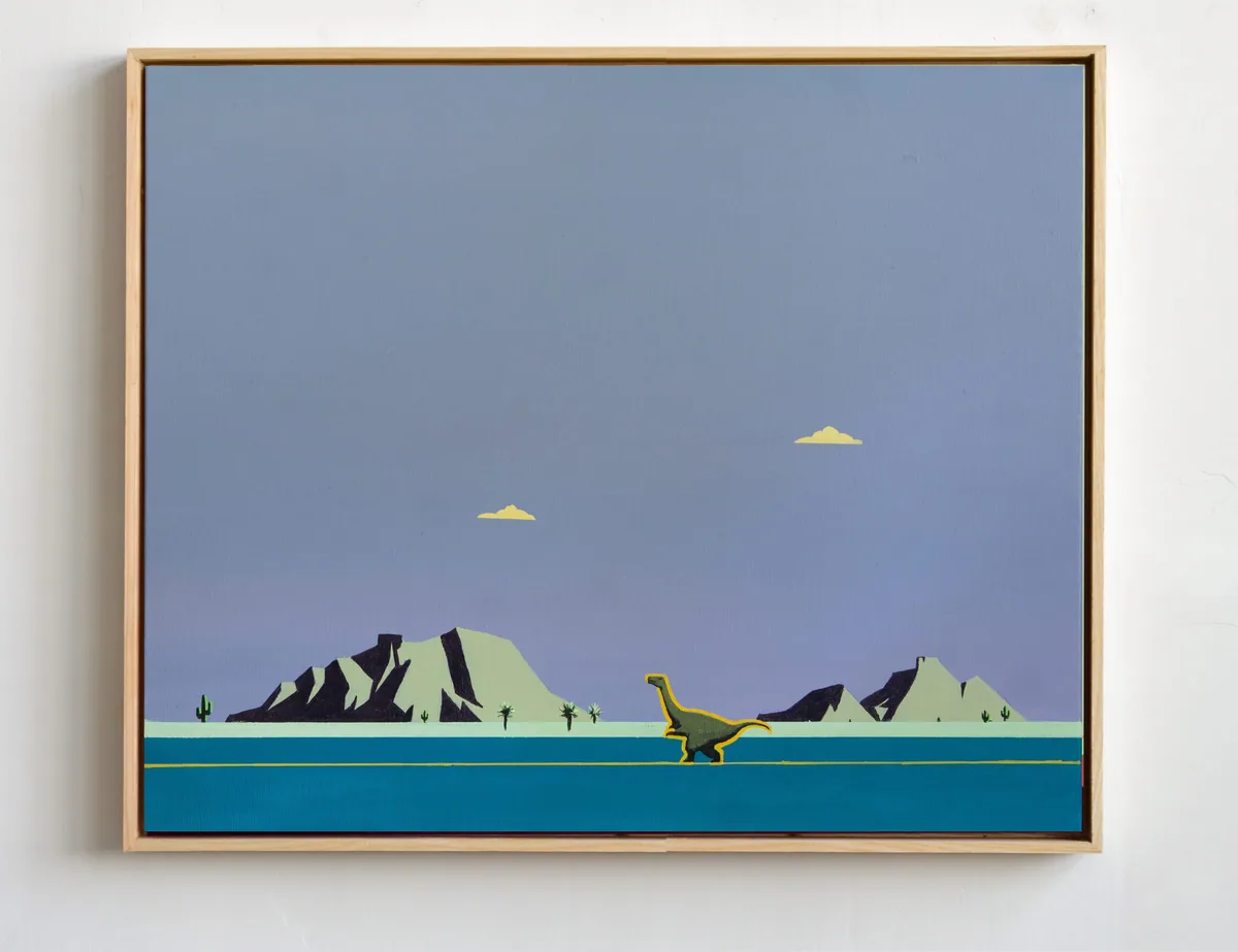 Dinosaur in the Desert II, acrylic on canvas